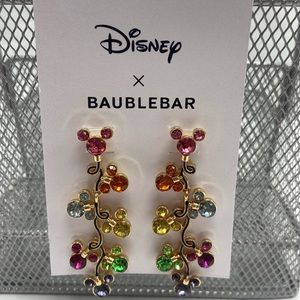 Baublebar X Disney Mickey Mouse dangle earrings gold plated posts colorful NWOT